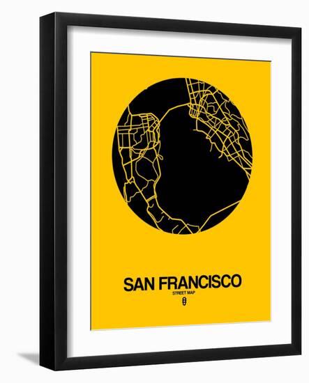 San Francisco Street Map Yellow-NaxArt-Framed Art Print