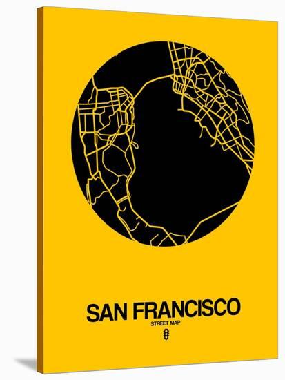 San Francisco Street Map Yellow-NaxArt-Stretched Canvas
