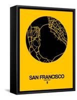 San Francisco Street Map Yellow-NaxArt-Framed Stretched Canvas