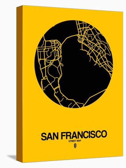 San Francisco Street Map Yellow-NaxArt-Stretched Canvas