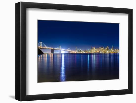 San Francisco Sunset Skyline and Bay Bridge in California with Reflection in Bay Water USA-holbox-Framed Photographic Print