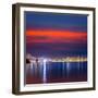 San Francisco Sunset Skyline and Bay Bridge in California with Reflection in Bay Water USA-holbox-Framed Photographic Print