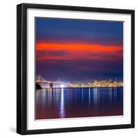 San Francisco Sunset Skyline and Bay Bridge in California with Reflection in Bay Water USA-holbox-Framed Photographic Print