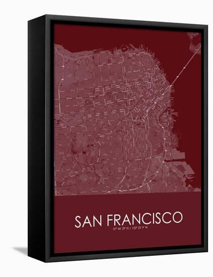 San Francisco, United States of America Red Map-null-Framed Stretched Canvas