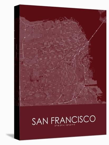 San Francisco, United States of America Red Map-null-Stretched Canvas