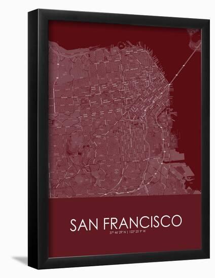 San Francisco, United States of America Red Map-null-Framed Poster