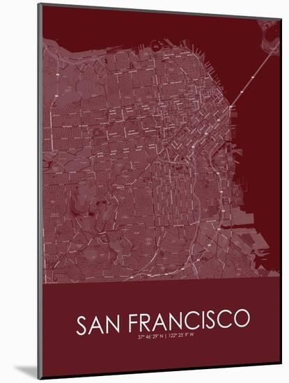 San Francisco, United States of America Red Map-null-Mounted Poster