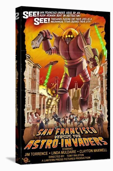 San Francisco vs. The Astro-Invaders-Lantern Press-Stretched Canvas