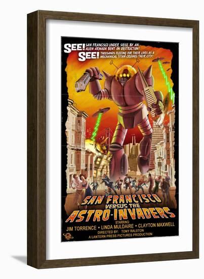 San Francisco vs. The Astro-Invaders-Lantern Press-Framed Art Print