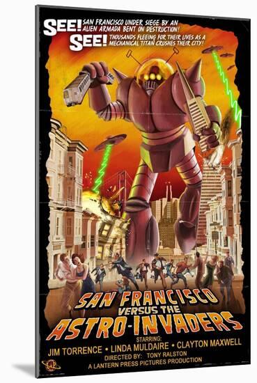 San Francisco vs. The Astro-Invaders-Lantern Press-Mounted Art Print