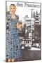 San Francisco Walking Dress I-null-Mounted Art Print