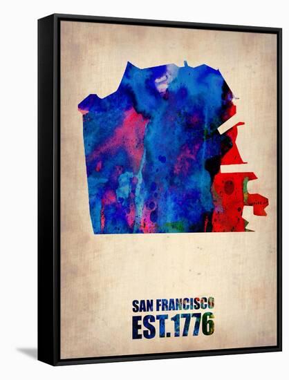 San Francisco Watercolor Map-NaxArt-Framed Stretched Canvas