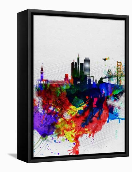 San Francisco Watercolor Skyline 1-NaxArt-Framed Stretched Canvas