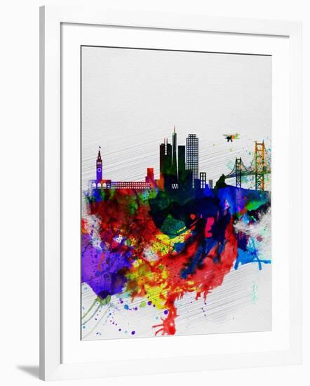 San Francisco Watercolor Skyline 1-NaxArt-Framed Art Print