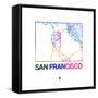 San Francisco Watercolor Street Map-NaxArt-Framed Stretched Canvas