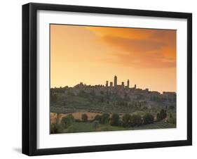 San Gimignano at Sunset, Siena Province, Tuscany, Italy, Europe-Sergio Pitamitz-Framed Photographic Print