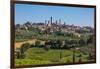 San Gimignano, Siena Province, Tuscany, Italy. Fields surrounding the medieval town famous for i...-null-Framed Photographic Print