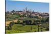 San Gimignano, Siena Province, Tuscany, Italy. Fields surrounding the medieval town famous for i...-null-Stretched Canvas