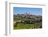 San Gimignano, Siena Province, Tuscany, Italy. Fields surrounding the medieval town famous for i...-null-Framed Photographic Print