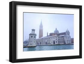 San Giorgio Maggiore in the mist on a cold winter morning after snow, Venice, UNESCO World Heritage-Eleanor Scriven-Framed Photographic Print