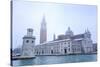 San Giorgio Maggiore in the mist on a cold winter morning after snow, Venice, UNESCO World Heritage-Eleanor Scriven-Stretched Canvas