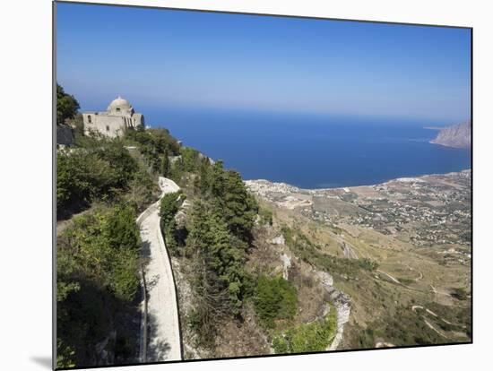 San Giovanni Church and View of Coastline from Town Walls, Erice, Sicily, Italy, Mediterranean-Jean Brooks-Mounted Photographic Print