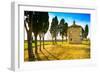 San Guido Oratorio Church and Cypress Trees. Maremma, Tuscany, Italy, Europe-stevanzz-Framed Photographic Print