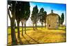 San Guido Oratorio Church and Cypress Trees. Maremma, Tuscany, Italy, Europe-stevanzz-Mounted Photographic Print