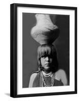 San Ildefonso Girl with Jar-Edward S^ Curtis-Framed Giclee Print