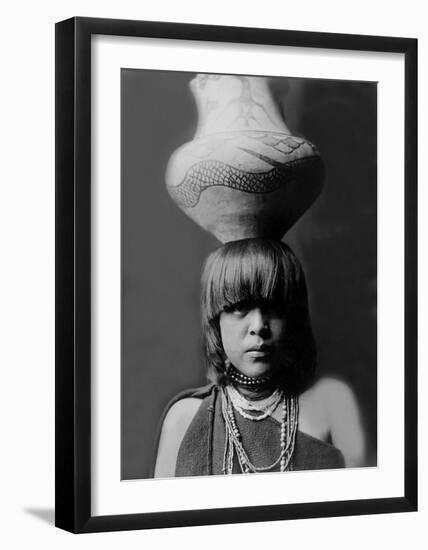 San Ildefonso Girl with Jar-Edward S^ Curtis-Framed Giclee Print