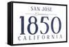 San Jose, California - Established Date (Blue)-Lantern Press-Framed Stretched Canvas