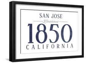 San Jose, California - Established Date (Blue)-Lantern Press-Framed Art Print