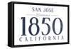 San Jose, California - Established Date (Blue)-Lantern Press-Framed Stretched Canvas