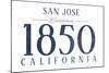 San Jose, California - Established Date (Blue)-Lantern Press-Mounted Art Print