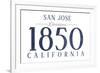 San Jose, California - Established Date (Blue)-Lantern Press-Framed Art Print