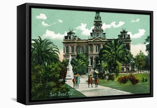 San Jose, California - Exterior View of City Hall-Lantern Press-Framed Stretched Canvas