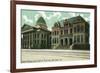 San Jose, California - Exterior View of Court House and Hall of Records-Lantern Press-Framed Art Print