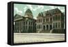 San Jose, California - Exterior View of Court House and Hall of Records-Lantern Press-Framed Stretched Canvas