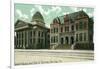 San Jose, California - Exterior View of Court House and Hall of Records-Lantern Press-Framed Art Print