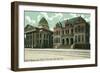 San Jose, California - Exterior View of Court House and Hall of Records-Lantern Press-Framed Art Print