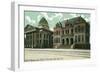 San Jose, California - Exterior View of Court House and Hall of Records-Lantern Press-Framed Art Print