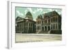 San Jose, California - Exterior View of Court House and Hall of Records-Lantern Press-Framed Art Print