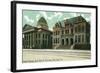 San Jose, California - Exterior View of Court House and Hall of Records-Lantern Press-Framed Art Print