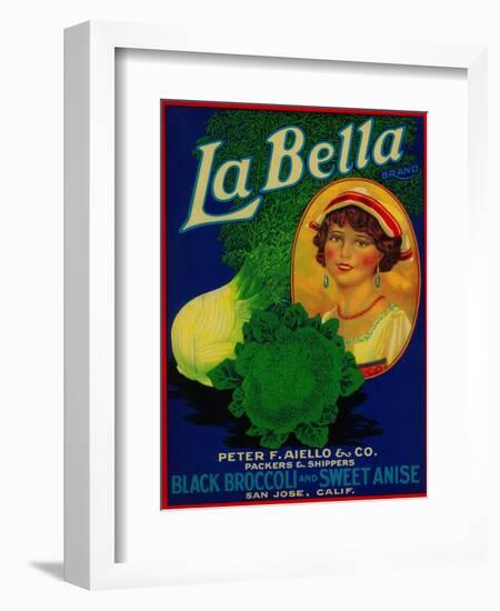 San Jose, California - La Bella Vegetable Label-Lantern Press-Framed Art Print