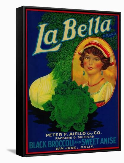 San Jose, California - La Bella Vegetable Label-Lantern Press-Framed Stretched Canvas