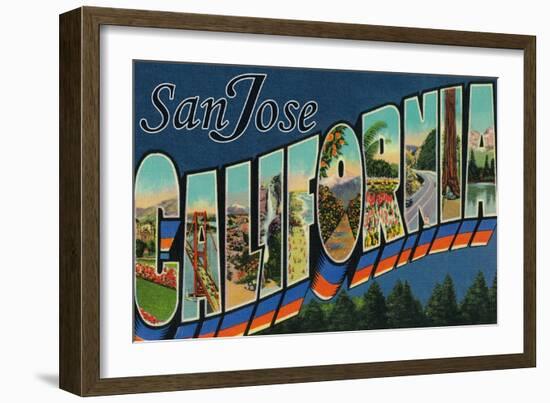 San Jose, California - Large Letter Scenes-Lantern Press-Framed Art Print