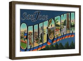 San Jose, California - Large Letter Scenes-Lantern Press-Framed Art Print