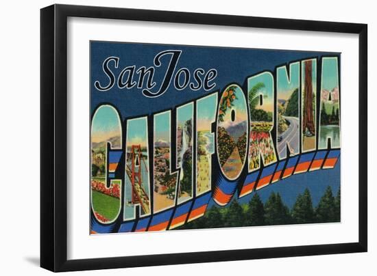 San Jose, California - Large Letter Scenes-Lantern Press-Framed Art Print