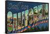 San Jose, California - Large Letter Scenes-Lantern Press-Framed Stretched Canvas