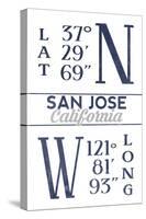 San Jose, California - Latitude and Longitude (Blue)-Lantern Press-Stretched Canvas